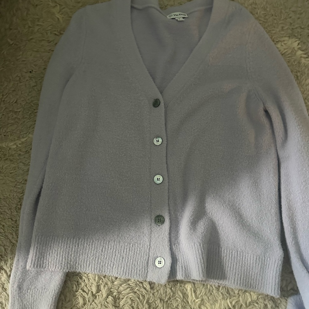 The Drop Lavender V-Neck Button Cardigan Sweater